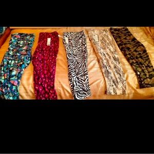 5 Pair Plus Size Capri High Waist Leggings